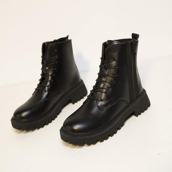 

Lace-up Front Combat Boots, Black