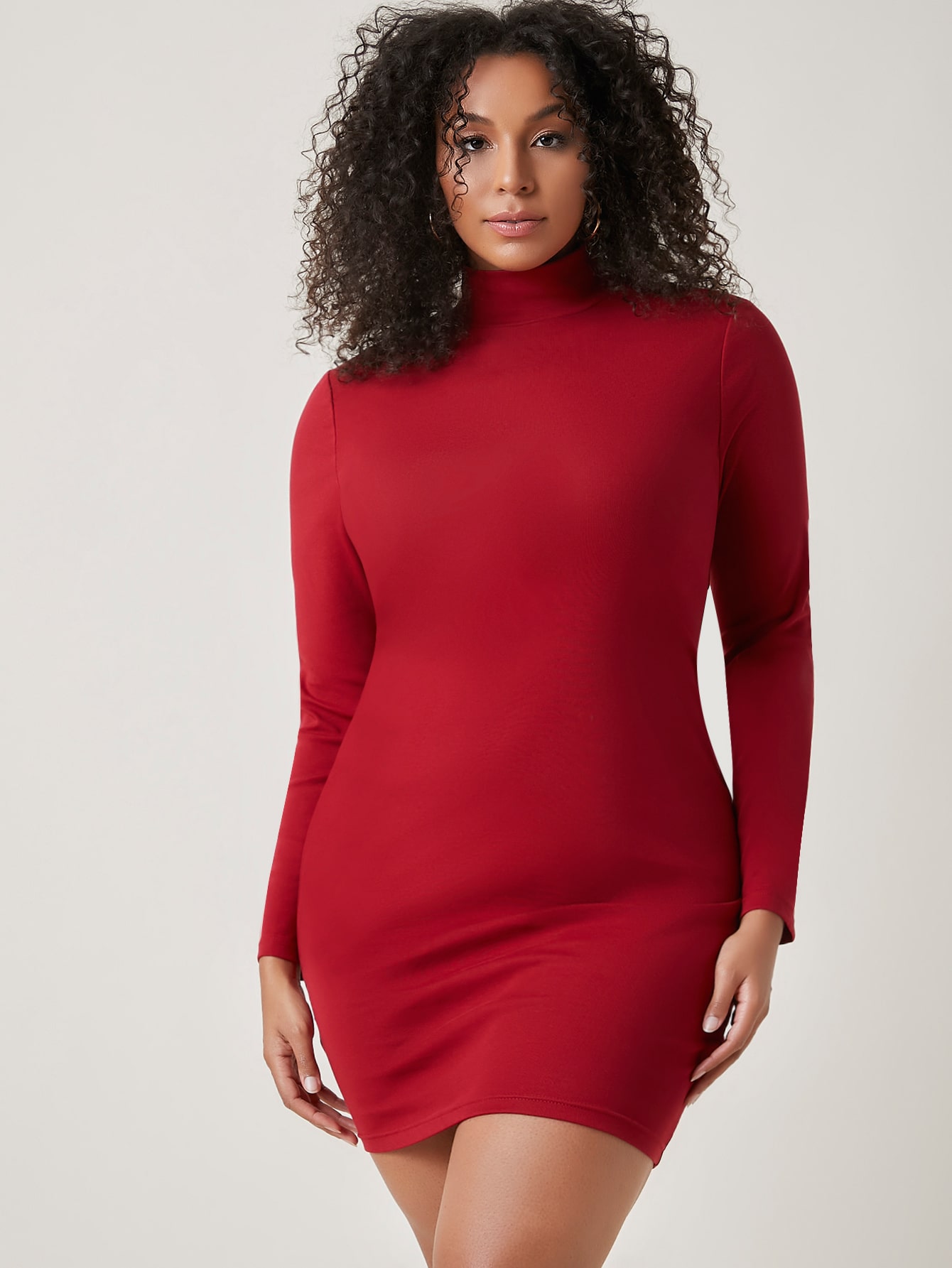 Plus Mock Neck Solid Dress thumbnail