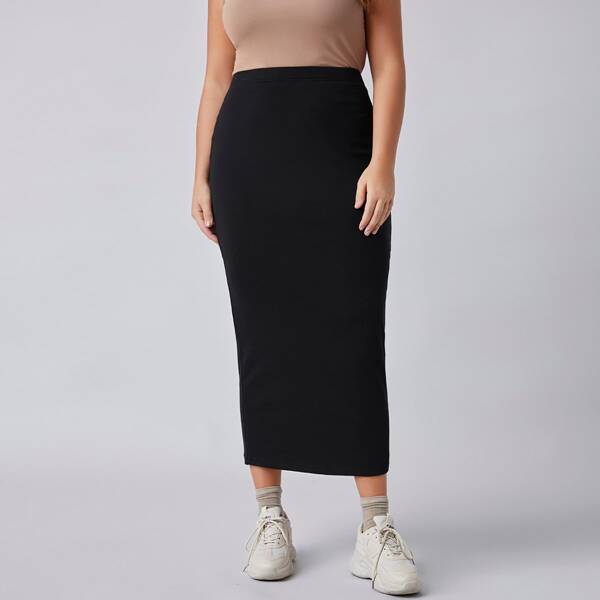 

Plus High Waist Pencil Skirt, Black