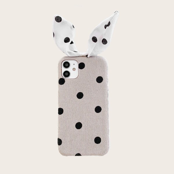 

Polka Dot Bow Decor iPhone Case, Beige
