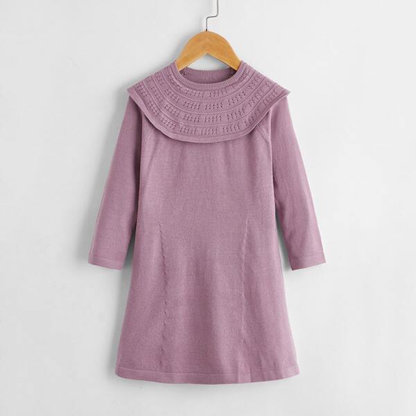 

Toddler Girls Pointelle Knit Ruffle Sweater Dress, Mauve purple