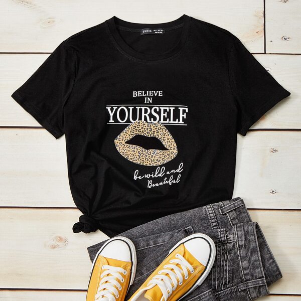 

Letter & Mouth Graphic Tee, Black