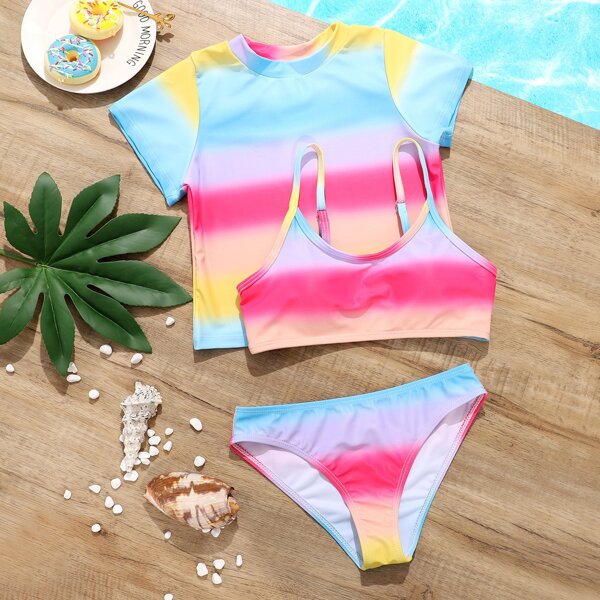 

3pack Girls Ombre Bikini Swimsuit, Multicolor