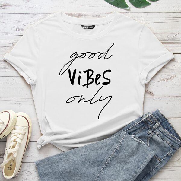 

Letter Graphic Round Neck Tee, White