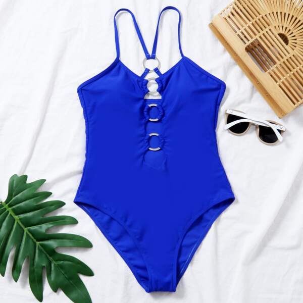 

Ring Linked One Piece Swimsuit, Royal blue