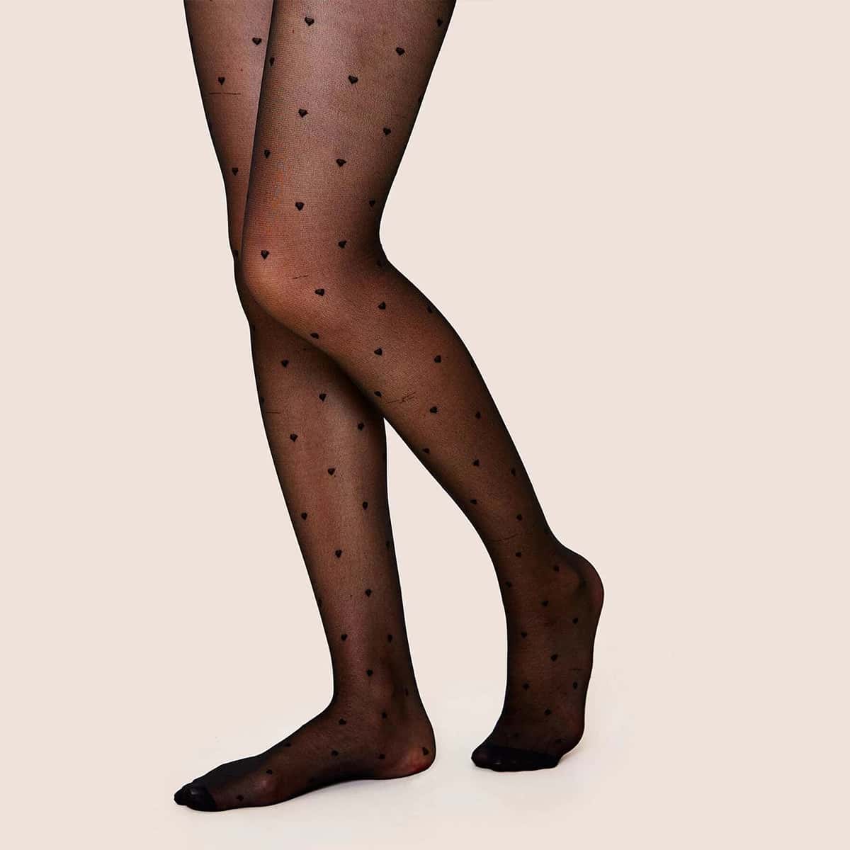 

Heart Mesh Tights, Black