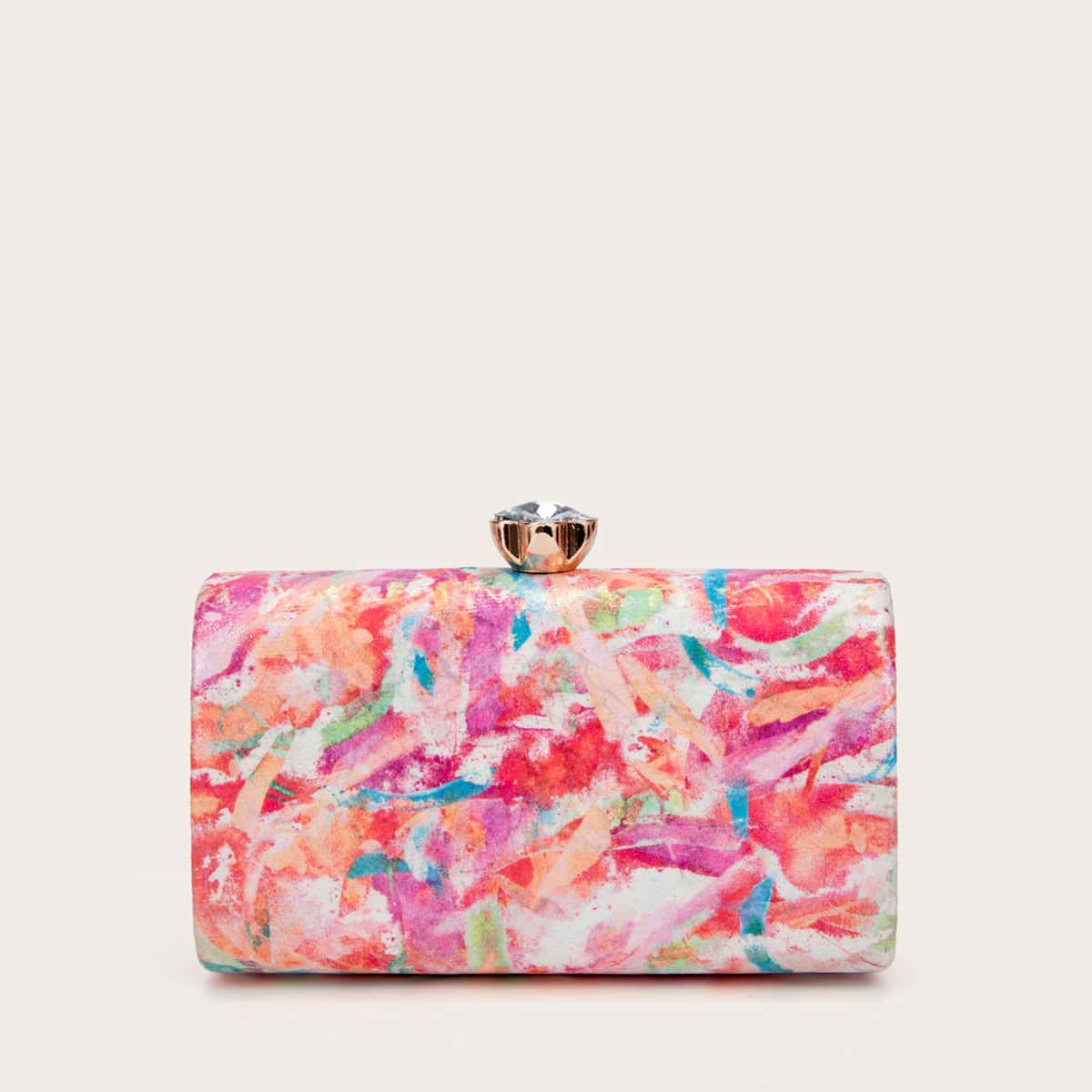 

Rhinestone Decor Color Block Clutch Bag, Multicolor