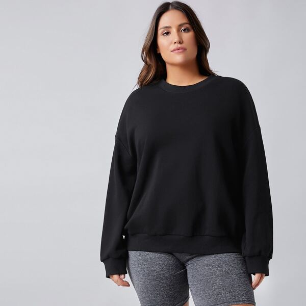 

Plus Drop Shoulder Pullover, Black