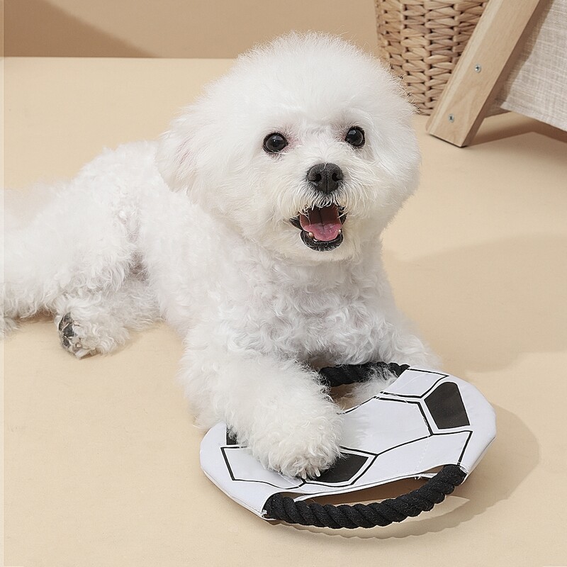 

Football Pattern Dog Frisbee Toy, Black and white