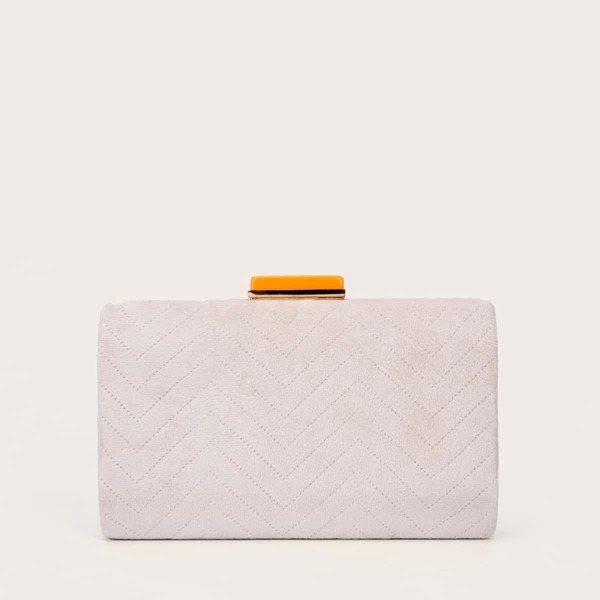 

Chevron Pattern Chain Clutch Bag, Apricot