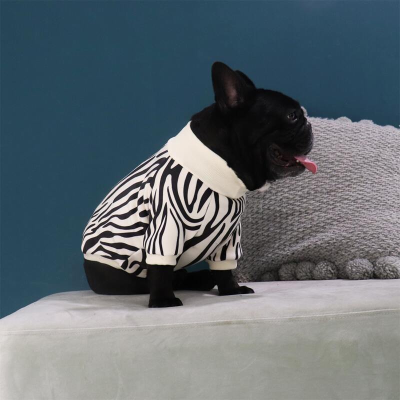 

Zebra Stripe Dog Sweatshirt, Black and white