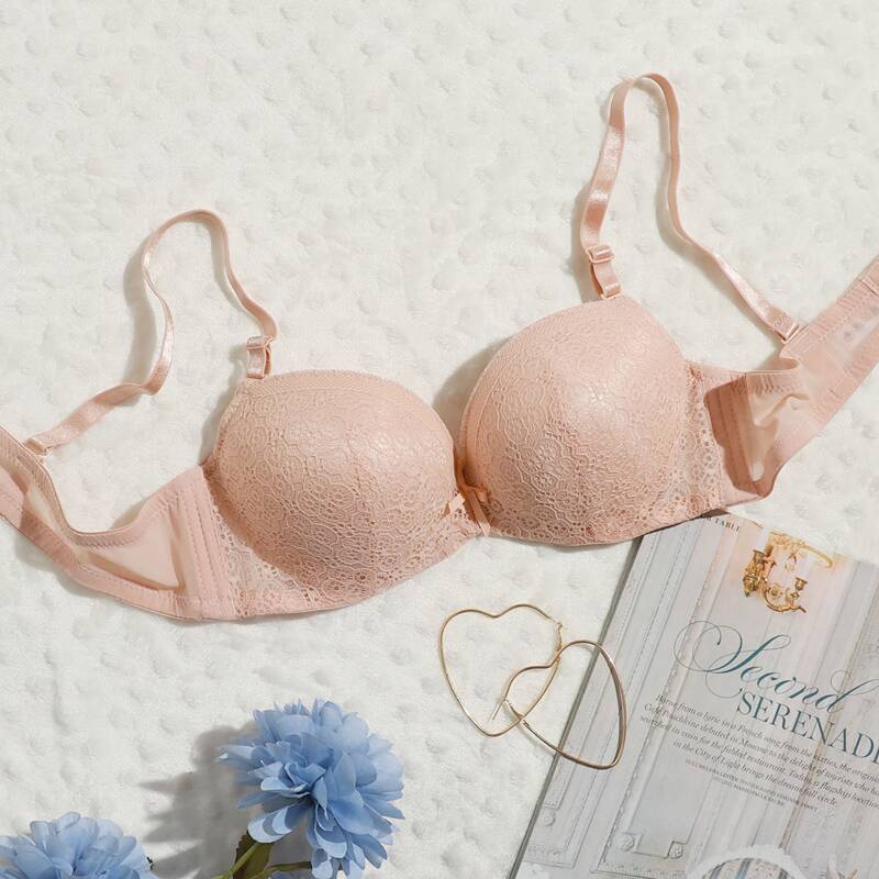 

Solid Lace Bra, Apricot