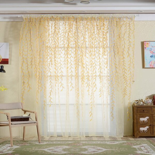 

Leaf Print Single Panel Curtain, Yellow