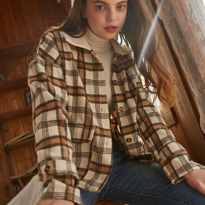 

Plaid Button Front Jacket, Multicolor