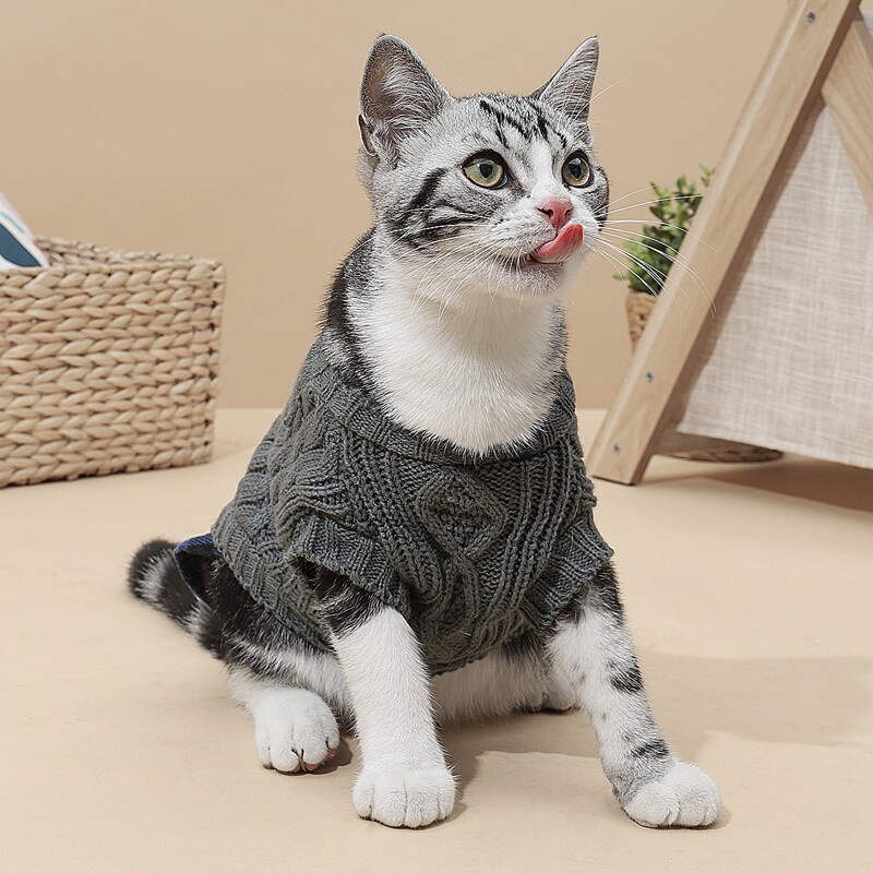 

Knit Cat Sweater, Grey