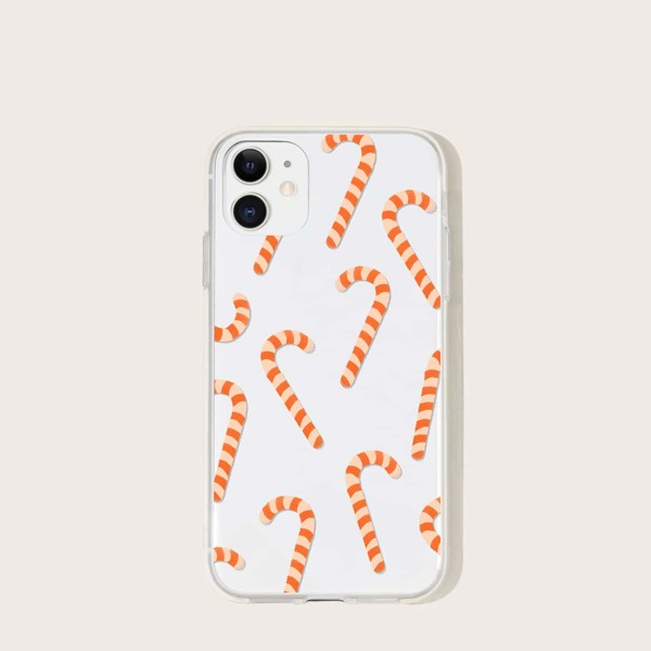 

Christmas Cane Print Phone Case, Orange