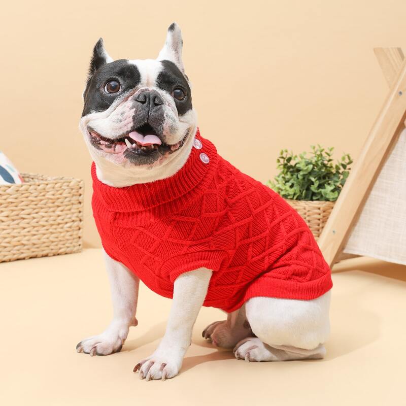 

Geometric Pattern Solid Dog Sweater, Red