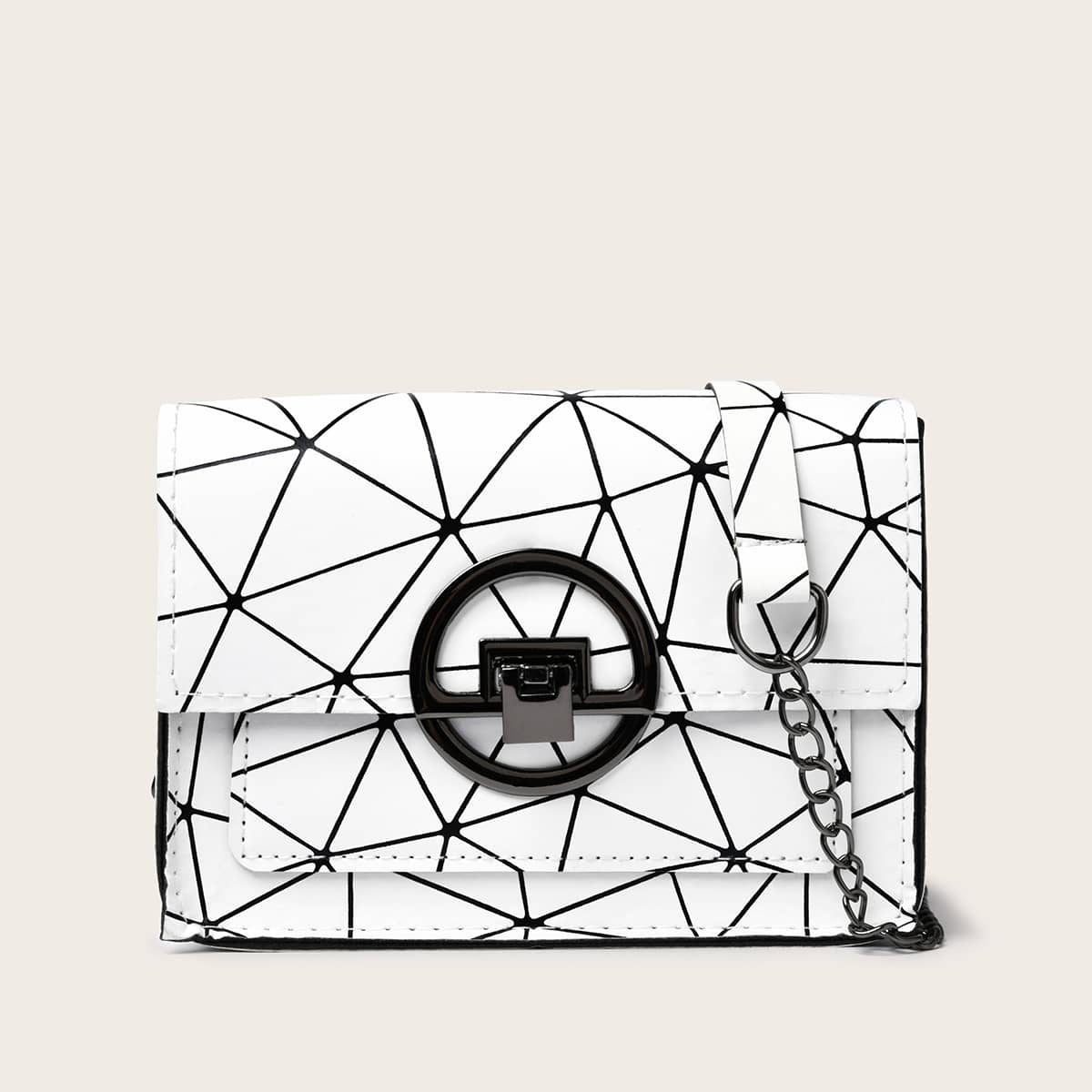 

Ring Buckle Geo Crossbody Bag, White