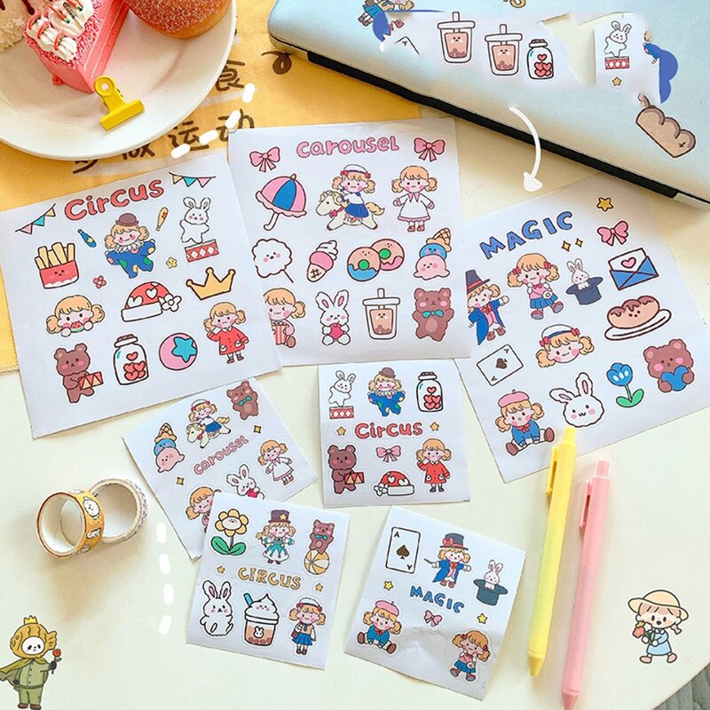 

2sheet Random Cartoon Girl Print Sticker, Multicolor