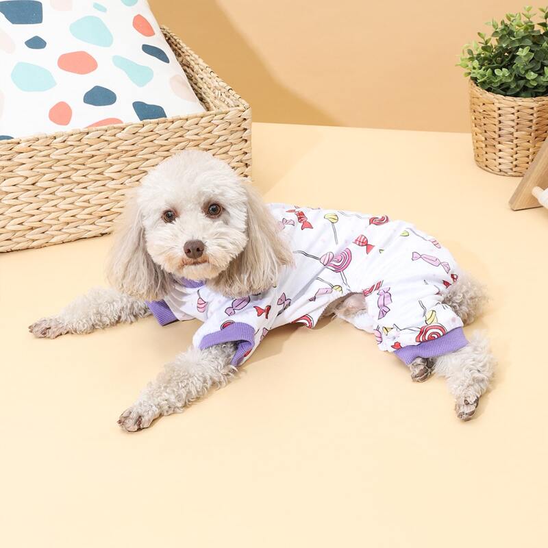 

Candy Print Dog Jumpsuit, White