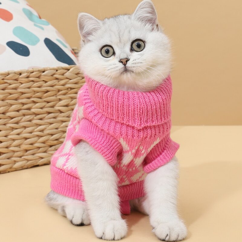 

Argyle Turtleneck Cat Sweater, Pink