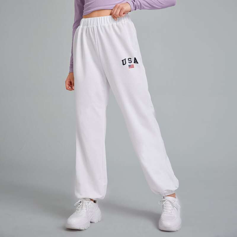 

Letter Graphic Joggers, White
