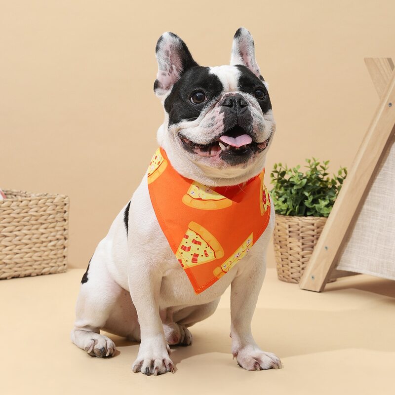 

Pizza Print Dog Bandana, Orange