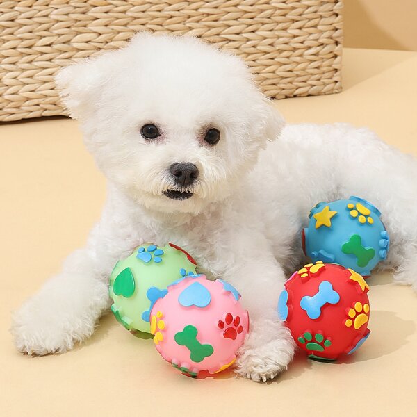 

1pc Random Color Star Pattern Dog Toy Ball, Multicolor