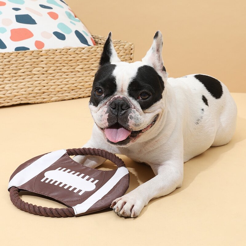 

Rugby Pattern Dog Frisbee Toy, Mocha brown