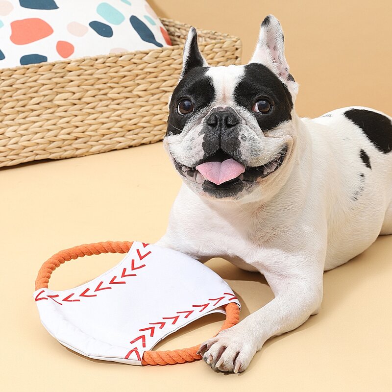 

Baseball Pattern Dog Frisbee Toy, White