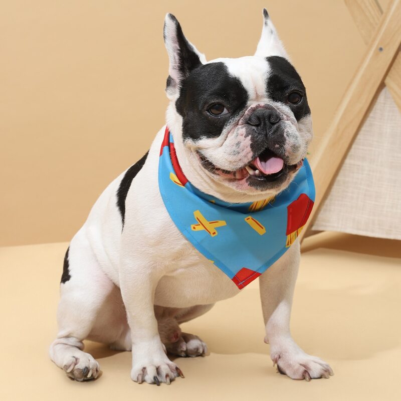 

French Fries Print Dog Bandana, Blue