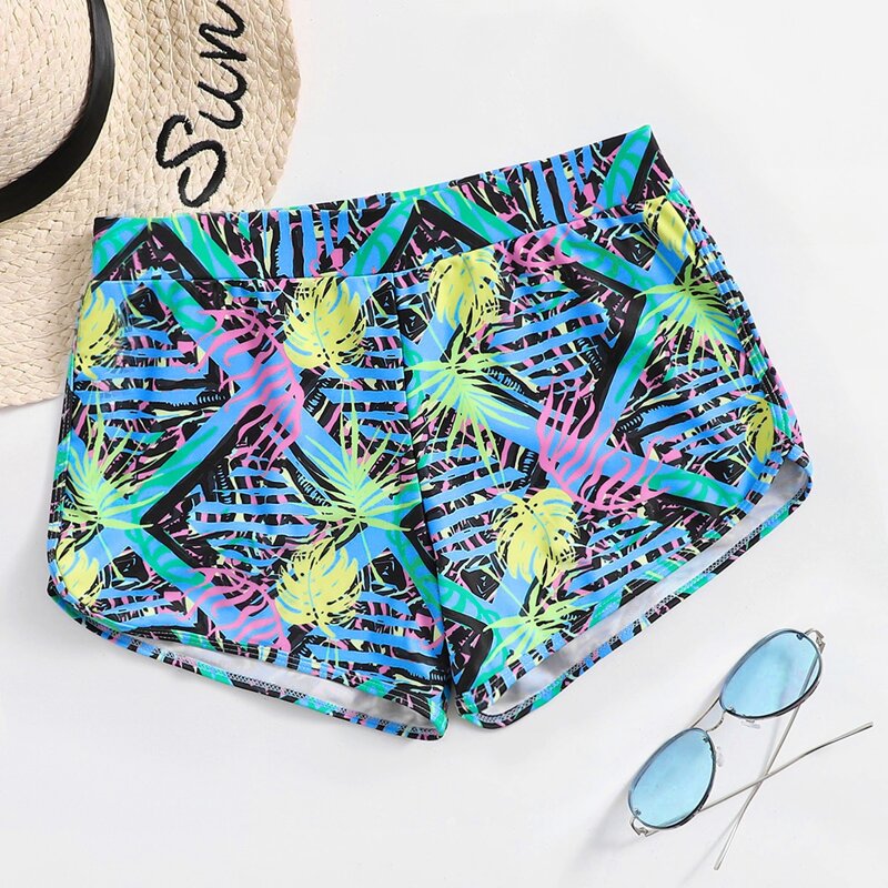 

Leaf Print Bikini Shorts, Multicolor