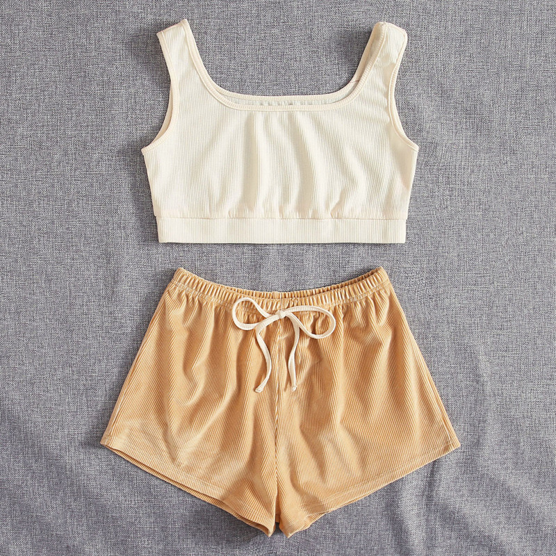 

Tie Front Shorts PJ Set, Multicolor