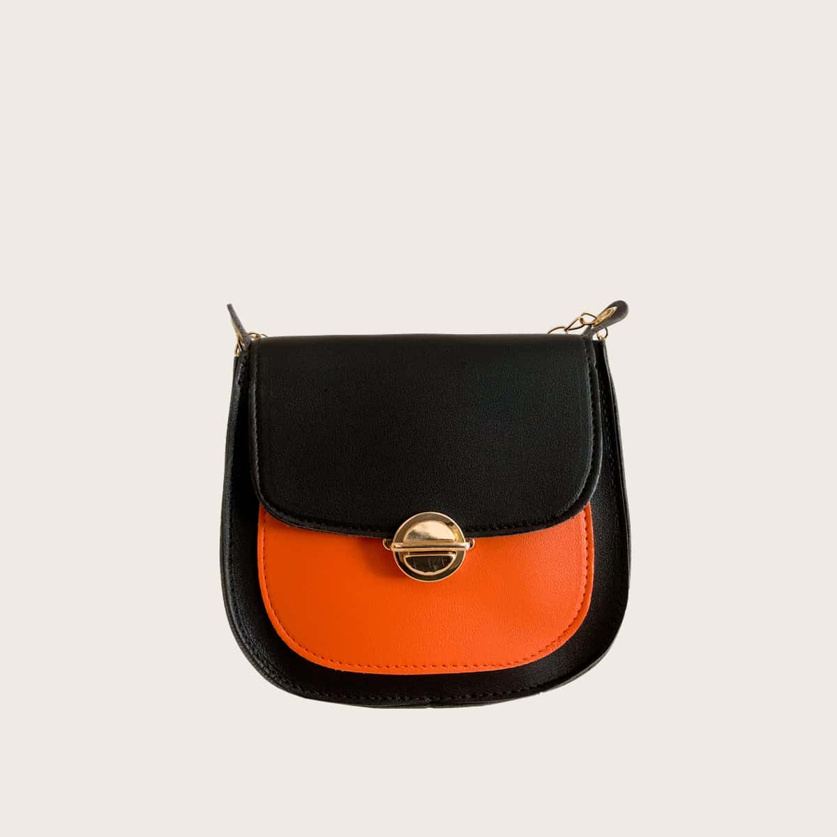 

Colorblock Saddle Bag, Black