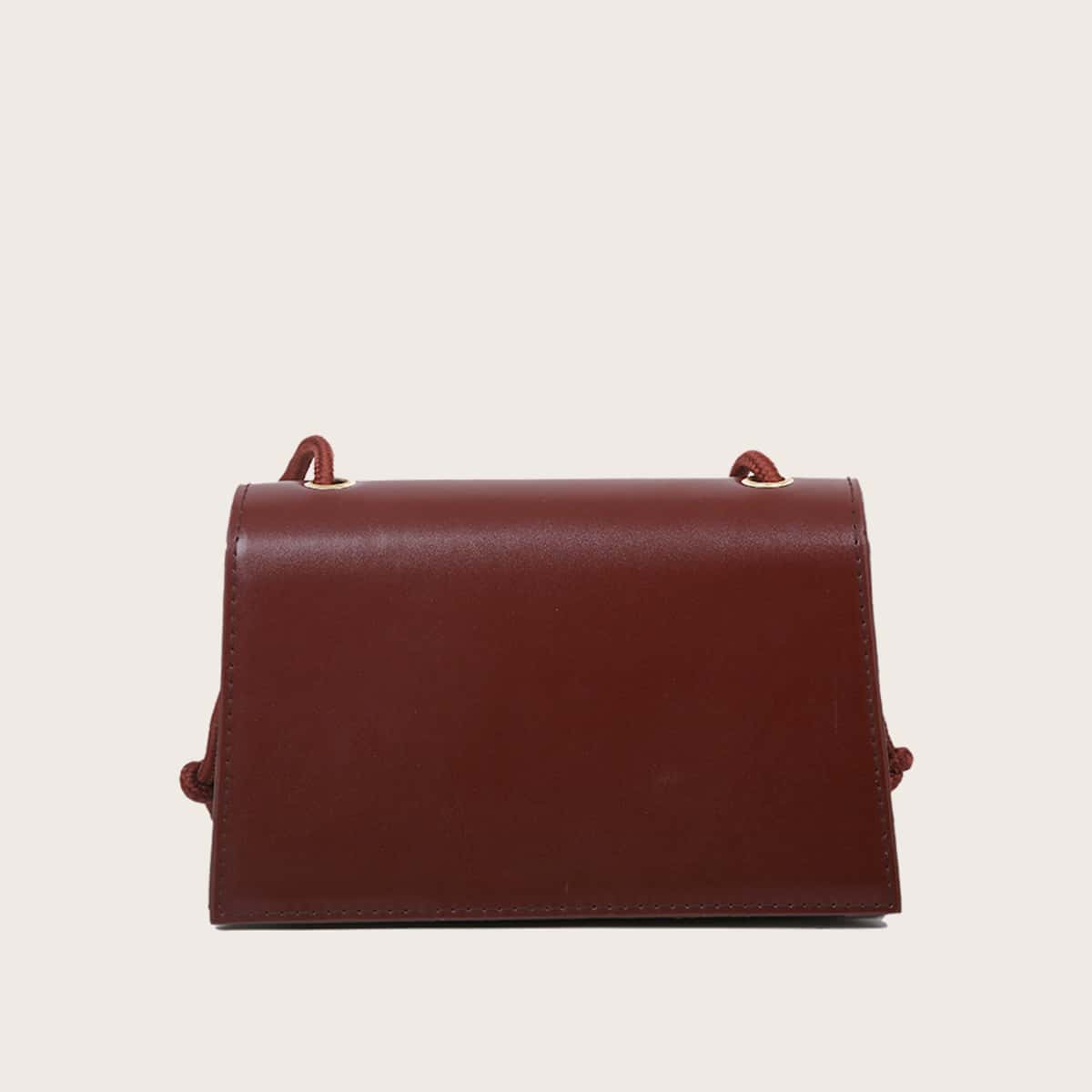 

Braided Strap Flap Bag, Brown