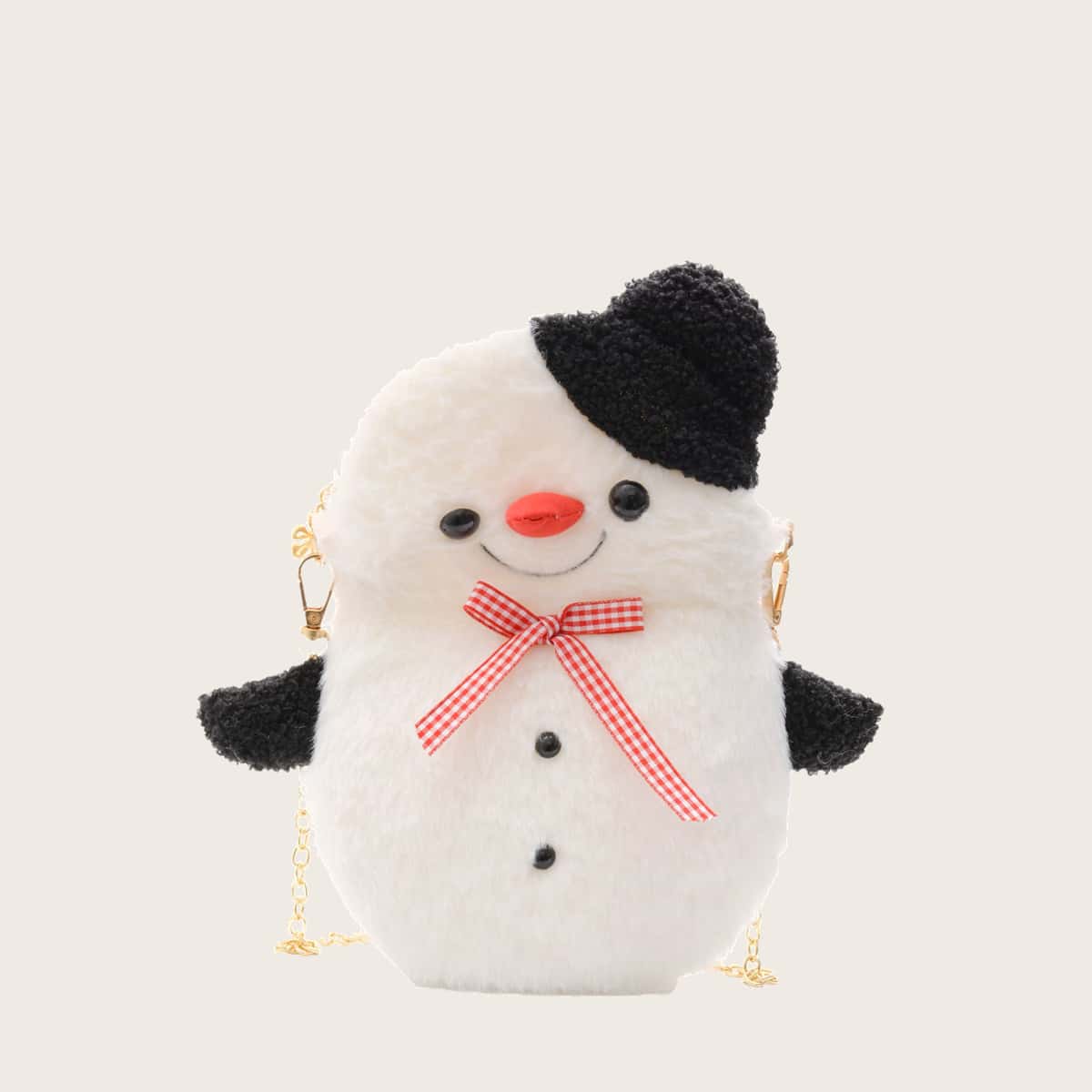 

Faux Fur Fluffy Cartoon Bag, Black and white