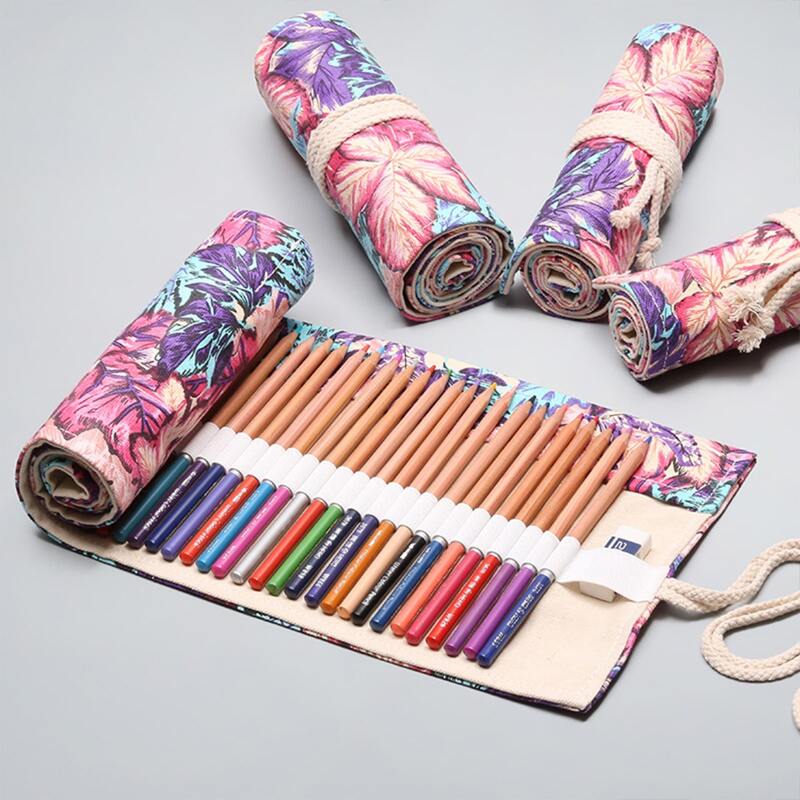 

1pc Maple Leaf Print Roll-up Pencil Bag, Multicolor