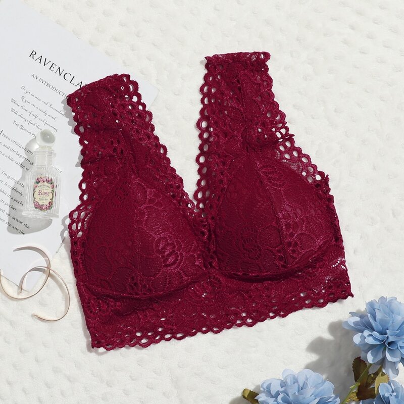 

Solid Lace Bralette, Burgundy