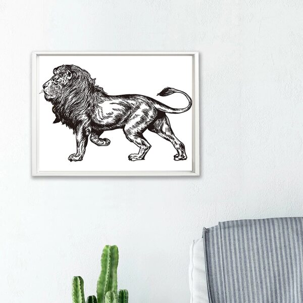 

Lion Print Wall Painting Without Frame, White