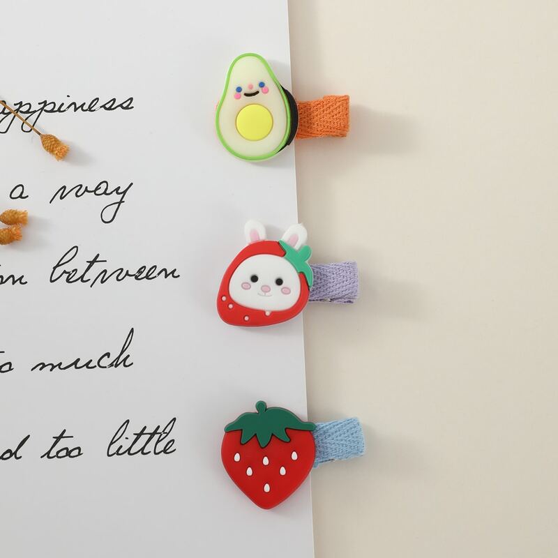 

3pcs Avocado & Strawberry Hair Clip, Multicolor