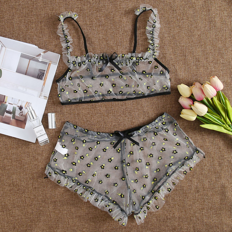 

Mesh Floral Sheer Lingerie Set, Multicolor