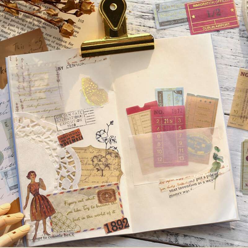 

40pcs Random Vintage Pattern Sticker, Multicolor