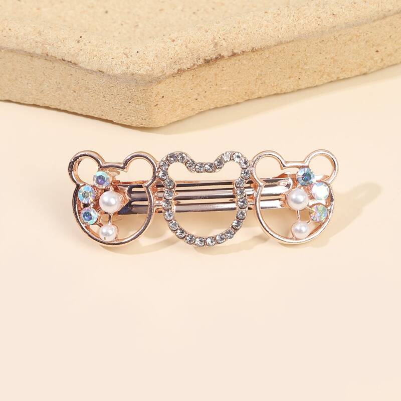 

Rhinestone & Faux Pearl Bear Hair Clip, Gold