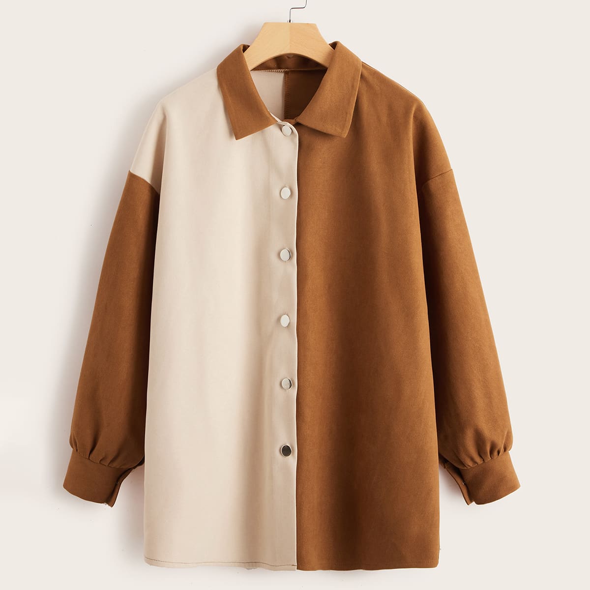

Colorblock Button Front Coat, Multicolor