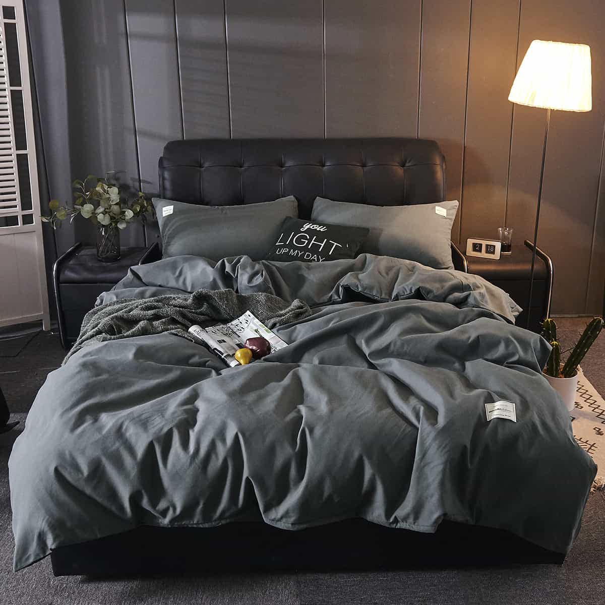 

Solid Color Bedding Set Without Filler, Dark grey