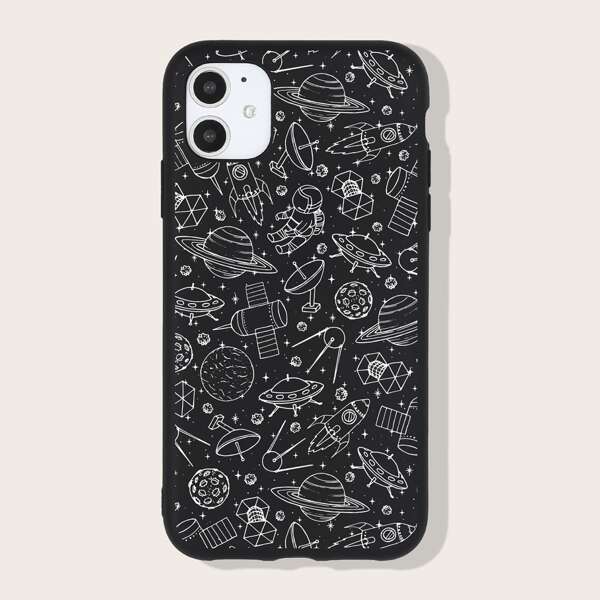 

Line Drawing Print iPhone Case, Black