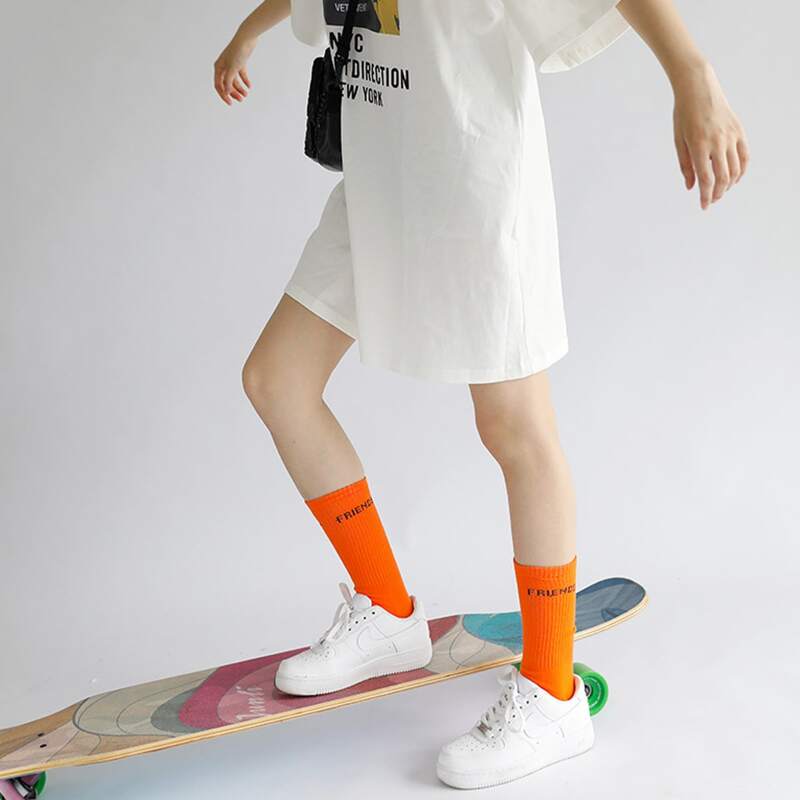 

Letter Crew Socks, Orange
