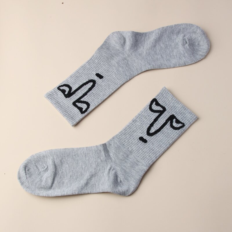 

Abstract Face Crew Socks, Grey