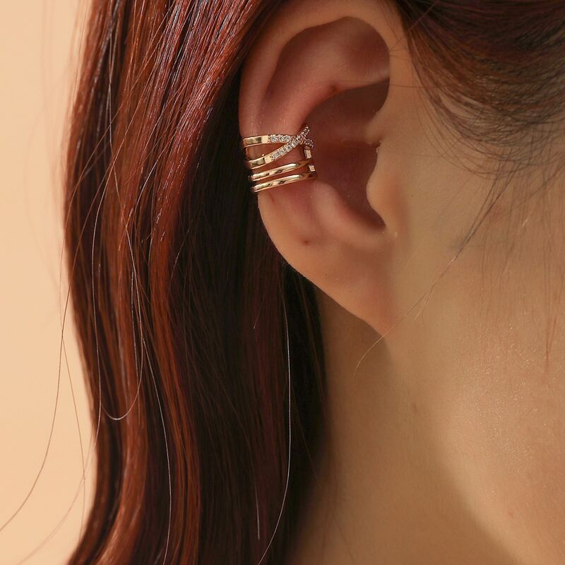 

1pc Rhinestone Ear Cuff, Gold