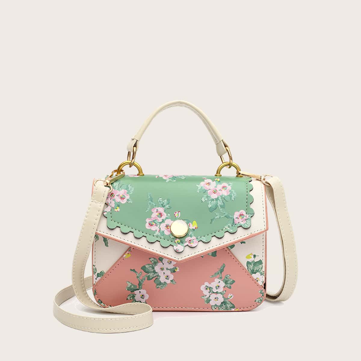

Floral Flap Satchel Bag, Multicolor
